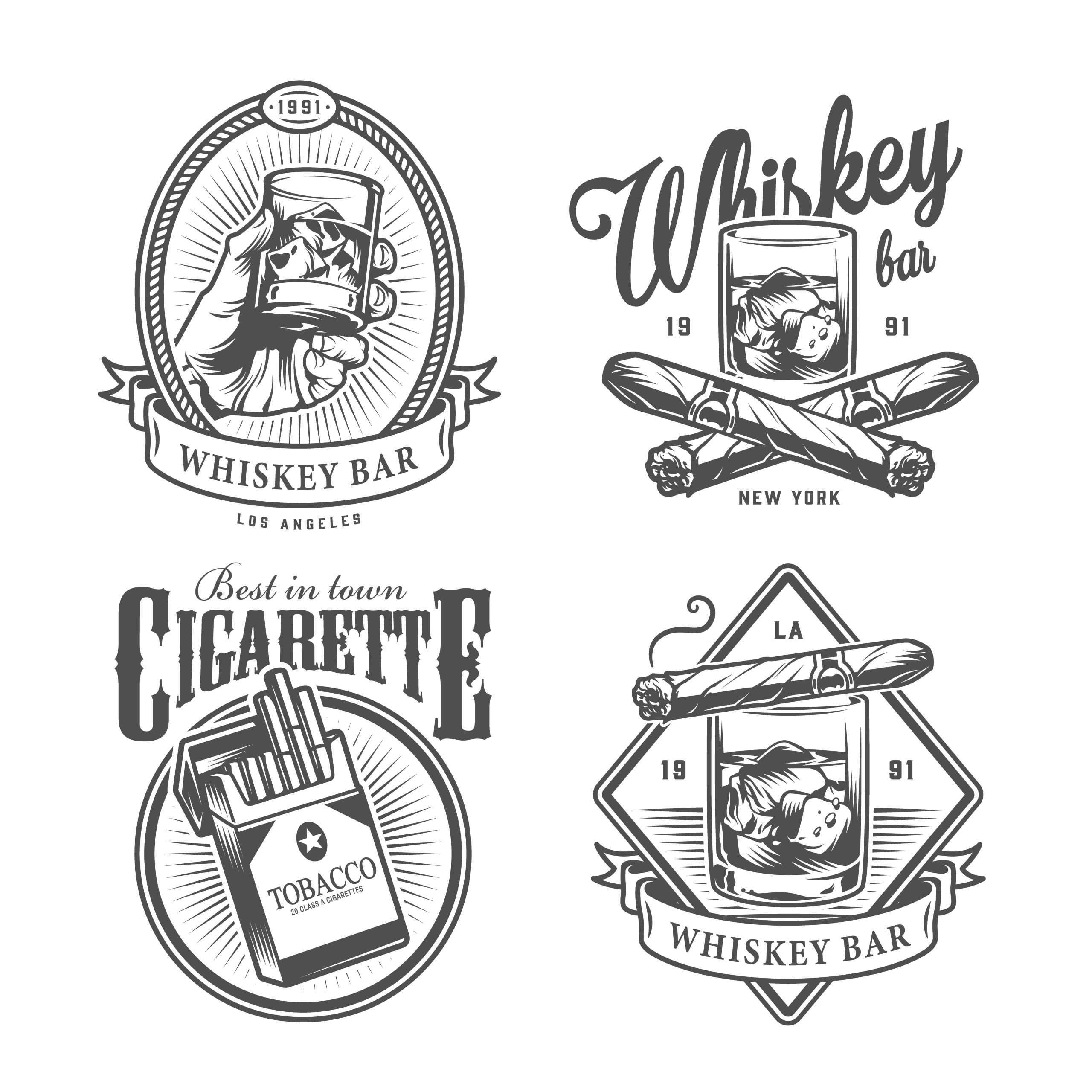 vintage monochrome gentleman club labels